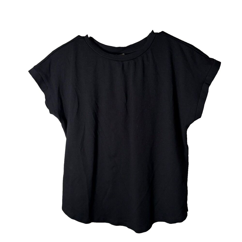 Anne Klein Blouse Women's Small Black Short Sleeve Button Up Career Shirt